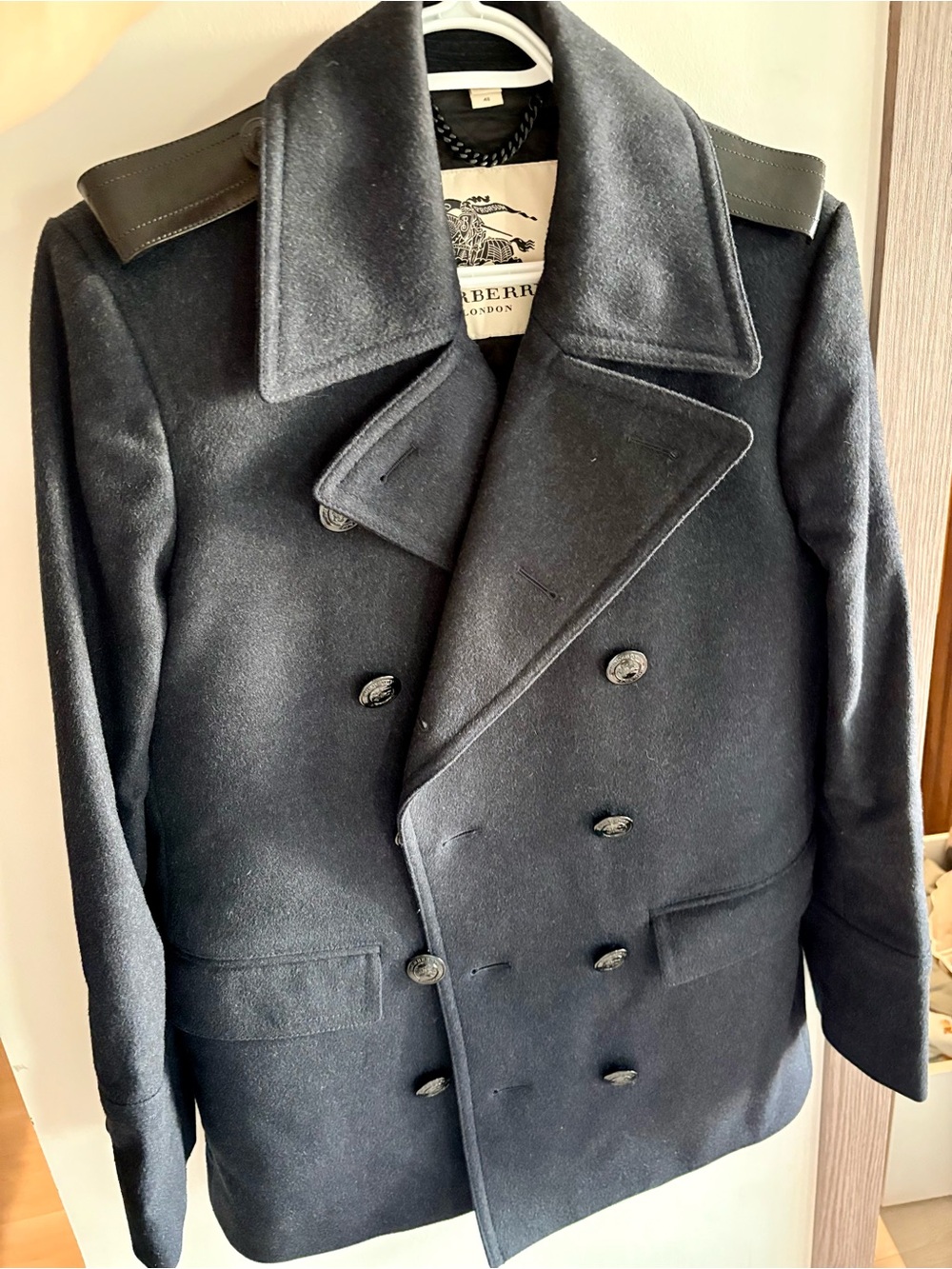 Burberry Black Wool Double-Breasted Pea Coat